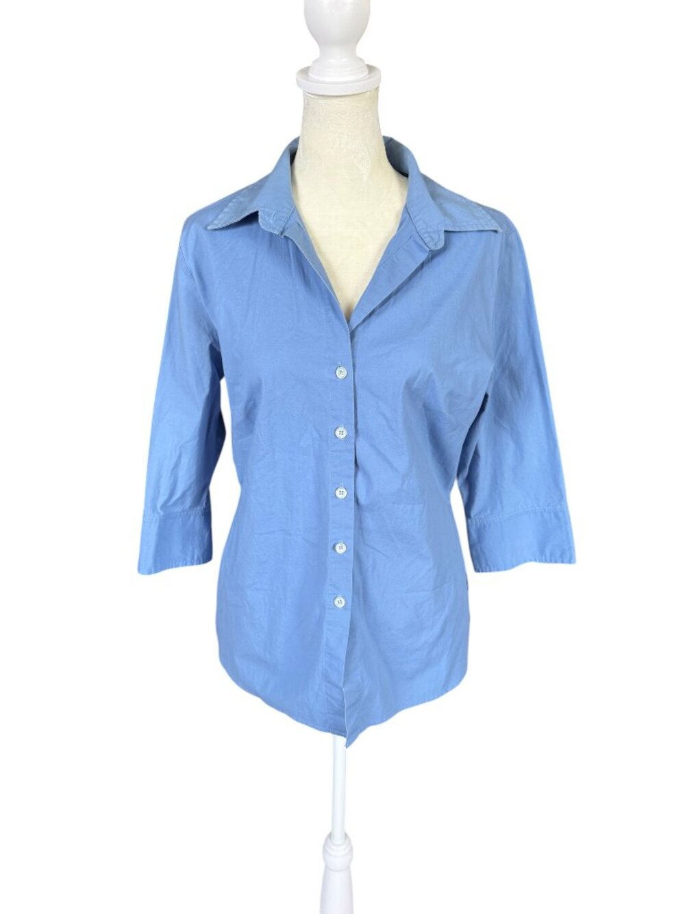 Gemilli light blue 3/4 sleeve collared button down shirt women's size medium